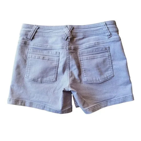Prana Shorts 6 Womens Grey White Striped Mid Rise Pockets Cotton Blend - Picture 4 of 7
